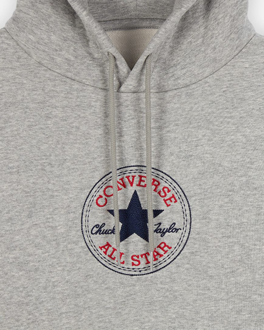 Women's Converse Go-To Chuck Taylor Patch Standard Fit Pullover Hoodie Grey | AU 94061E